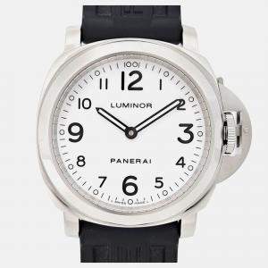 Panerai White Stainless Steel Luminor PAM00114 Automatic Men's Wristwatch 44 mm