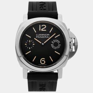 Panerai Black Stainless Steel Luminor Marina PAM00590 Manual Winding Men's Wristwatch 44 mm