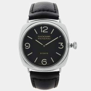 Panerai Black Stainless Steel Radiomir 8 Days PAM00610 Manual Winding Men's Wristwatch 45mm