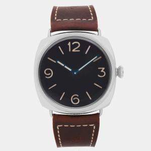 Panerai Black Stainless Steel Radiomir Manual Winding Men's Wristwatch 47 mm