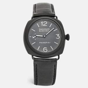 Panerai Black Ceramic Black PVD Coated Stainless Steel Leather Radiomir Black Seal PAM00292 Men's Wristwatch 45 mm