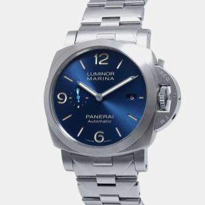 Panerai Blue Stainless Steel Luminor Marina PAM01058 Automatic Men's Wristwatch 44 mm