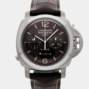 Pre Owned ساعة يدوية بانيراي لومينور 1950 كرونو مونوبولسانت 8 أيام جي إم تي PAM 311 تعبئة يدوية رجالية 44 ملم