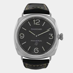 Panerai Black Stainless Steel Radiomir PAM 00753 Manual Winding Men's Wristwatch 45 mm
