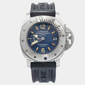 Panerai Blue Stainless Steel Luminor Submersible PAM00087 Automatic Men's Wristwatch 44mm