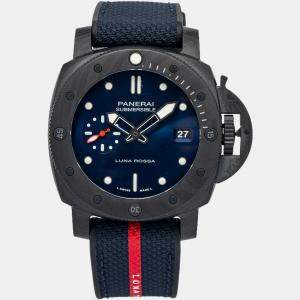 Panerai Submersible Luna Rossa PAM01563 Limited Edition Automatic Blue Carbon Men's Wristwatch 44mm