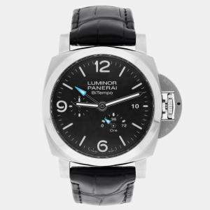 Pre Owned ساعة يد رجالية بانيراي لومينور سوداء من الفولاذ المقاوم للصدأ PAM01360 أوتوماتيك 44 ملم