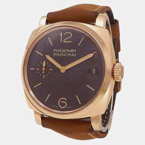 Pre Owned Panerai Radiomir PAM00515 Manual Winding Brown 18K Rose Gold Men’s Wristwatch 47 mm