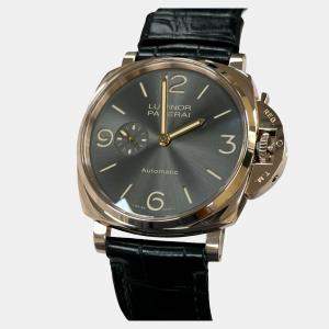 Pre Owned Panerai Luminor Due PAM00675 Automatic Gray 18k Rose Gold Men's Wristwatch 45 mm