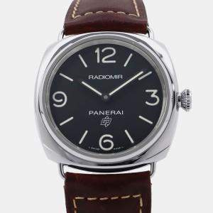 Pre Owned Panerai Radiomir PAM00753 Manual Black Stainless Steel Leather Men’s Wristwatch 45 mm