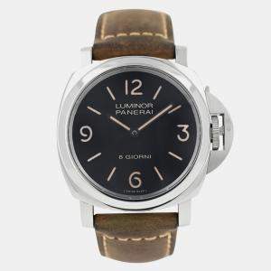 Pre Owned Panerai Luminor Base 8 Days PAM00914 Manual Winding Black Stainless Steel Men's Wristwatch 44 mm