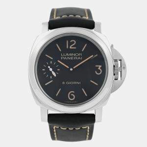 Pre Owned Panerai Luminor Base 8 Days PAM00915 Manual Winding Black Stainless Steel Men's Wristwatch 44 mm