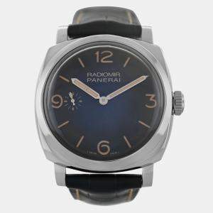 Pre Owned Panerai Radiomir 1940 3 Days PAM00932 Manual Winding Blue Stainless Steel Men's Wristwatch 47 mm
