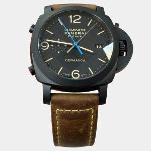 Pre Owned Panerai Luminor 1950 PAM00580 Automatic Black Dial Ceramic Men's Wristwatch 44 mm