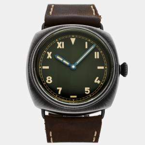 Pre Owned Pre-Owned Panerai Radiomir Brunito eSteel Manual PAM 1349 Green Manual Winding Stainless Steel Men's Wristwatch 45 MM