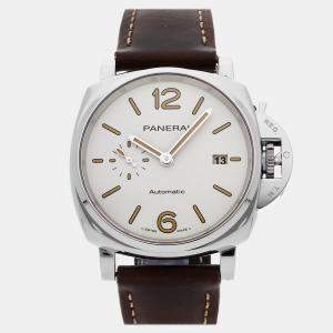 Pre Owned Pre-Owned Panerai Luminor Due PAM 1046 White Automatic Stainless Steel Men's Wristwatch 42 MM
