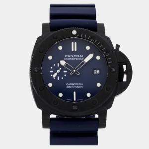 مملوكة مسبقًا Pre-Owned Panerai Submersible QuarantaQuattro Blu Abisso Carbotech PAM 1232 Blue Automatic Carbon Fibre Men's Wristwatch 44 MM