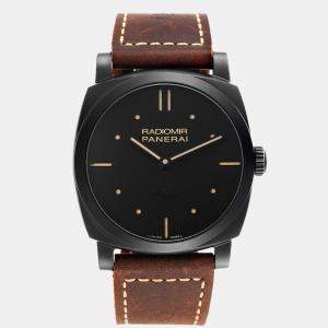 Panerai Black Ceramic Radiomir PAM00577 Manual Winding Men's Wristwatch 47 mm
