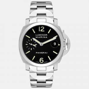 Panerai Black Stainless Steel Luminor Marina Automatic Men's Wristwatch 40 mm