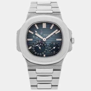 Patek Philippe Black Stainless Steel Nautilus Automatic Men's Wristwatch 40 mm