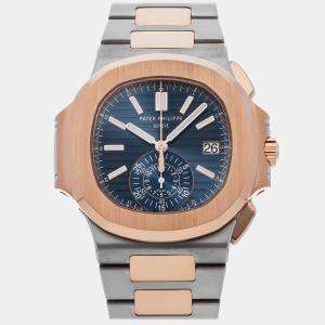 Patek Philippe Blue 18k Rose Gold Stainless Steel Nautilus 5980/1AR-001 Automatic Men's Wristwatch 40 mm