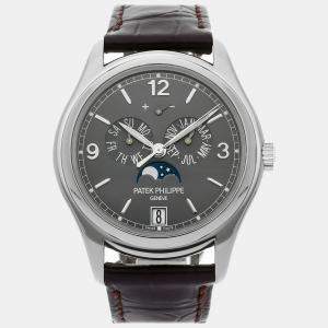 Patek Philippe Grey 18k White Gold Complications Automatic Men's Wristwatch 39 mm