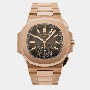 Patek Philippe Brown 18k Rose Gold Nautilus 5980/1R-001 Automatic Men's Wristwatch 40 mm