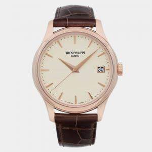 Patek Philippe Ivory 18K Rose Gold Calatrava 5227R-001 Automatic Men's Wristwatch 39 mm