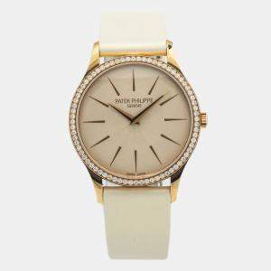 Patek Philippe  Calatrava 4897R-010 Cream Dial Rose Gold Manual Winding Men's Wristwatch 33 mm
