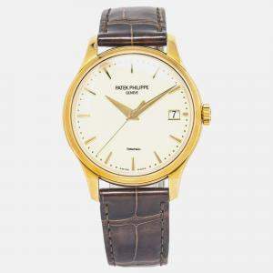 Patek Philippe Calatrava Tiffany&Co 5227J Automatic Cream 18K Yellow Gold Men's Wristwatch 39mm