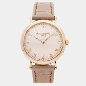 Pre-Owned Patek Philippe Calatrava Ultra-Thin 7200R-001 Automatic Silver 18k Rose Gold Watch 36 mm