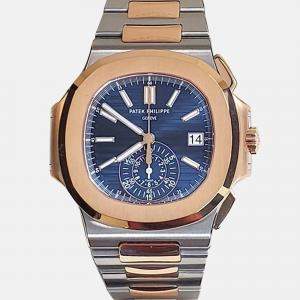Pre Owned Patek Philippe Nautilus 5980/1AR Automatic Blue 18K Rose Gold Stainless Steel Men’s Wristwatch 40.5 mm