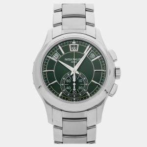Pre Owned Pre-Owned Patek Philippe Complications Flyback Chronograph Annual Calendar 5905/1A-001 Automatic Green Stainless Steel Men's Wristwatch 42 mm