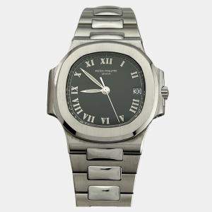 Pre Owned Patek Philippe Nautilus 3800/A1 Automatic Black Stainless Steel Men's Wristwatch 37mm