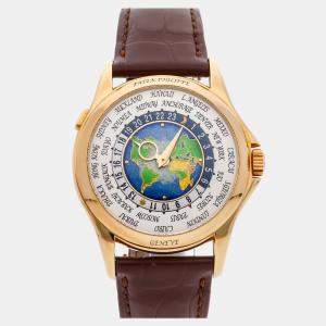 Pre Owned Pre-Owned Patek Philippe Complications World Time 5131J-001 Silver Automatic 18k Yellow Gold Men's Wristwatch 39 mm