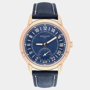Pre Owned Patek Philippe Complications 5224R-001 Automatic Blue 18k rose gold Men's Wristwatch 42 mm