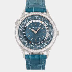 Pre Owned Pre-Owned Patek Philippe Complications World Time 7130G-016 Blue Automatic 18k White Gold Men's Wristwatch 36 mm