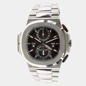 Pre Owned Patek Philippe Nautilus Flyback Chronograph 5990/1A-001 Grey Automatic Stainless Steel Men's Wristwatch 40 mm