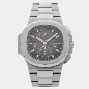 Pre Owned Pre-Owned Patek Philippe Nautilus Travel Time Chronograph 5990/1A-001 Black Automatic Stainless Steel Men's Wristwatch 40 MM
