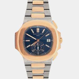 Pre Owned Patek Philippe Nautilus Chronograph 5980/1AR-001 Automatic Blue Dial 2-Tone Men's Wristwatch 40 mm