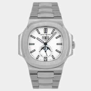 مملوكة مسبقًا Pre-Owned Patek Philippe Nautilus Annual Calendar 5726/1A-010 White Automatic Stainless Steel Men's Wristwatch 40 MM