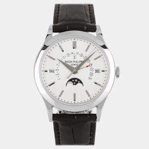 مملوكة مسبقًا باتيك فيليب جراند كومبليكيشن روزنامة أبدية 5496P-001 فضي أوتوماتيك بلاتينيوم ساعة يد رجالية 39 ملم مملوك مسبقاً