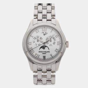 مملوكة مسبقًا Pre-Owned Patek Philippe Complications Annual Calendar 5036/1G-001 White Automatic 18k White Gold Men's Wristwatch 37 MM