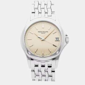 Pre Owned Patek Philippe Calatrava 5107/1G-001 Silver18K  White Gold Automatic Men's Watches 37mm