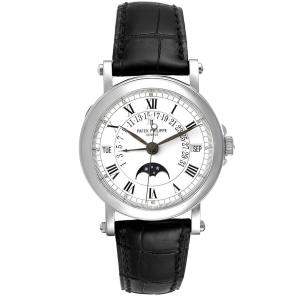 Patek Philippe White 18k White Gold Perpetual Calendar Retrograde 5059 Men's Wristwatch 36 MM