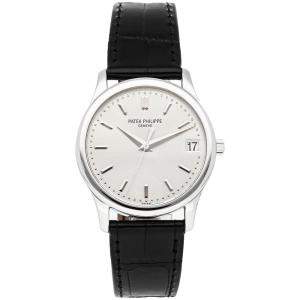 Patek Philippe Silver Platinum Calatrava 3998P-001 Men's Wristwatch 34 MM