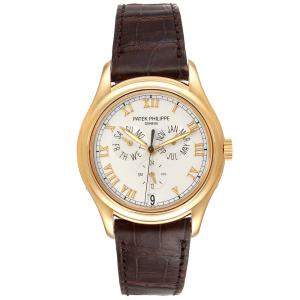 Patek Philippe Silver 18K Yellow Gold Complicated Annual Calendar 5035 Men's Wristwatch 37 MM