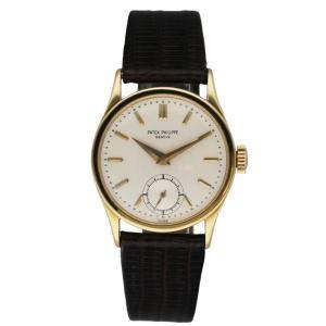 Patek Philippe Silver 18k Yellow Gold Calatrava 96 Vintage Men's Wristwatch 31 MM