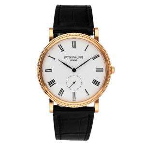 Patek Philippe White 18K Rose Gold Calatrava 5119R Men's Wristwatch 36 mm