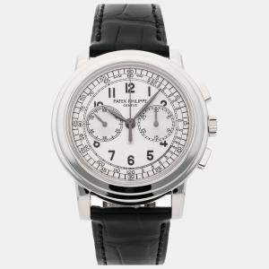 Patek Philippe Silver 18k White Gold Complications 5070G-001 Manual Winding Men's Wristwatch 42 mm